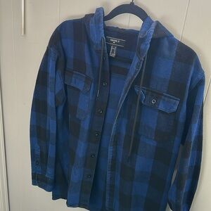 Forever 21 Blue and Black Plaid Shirt